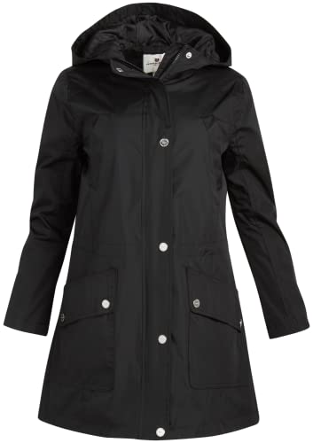 URBAN REPUBLIC Woman’s Raincoat - Waterproof Windbreaker Trench Coat Rain Jacket (S-XL), Size Large, Black