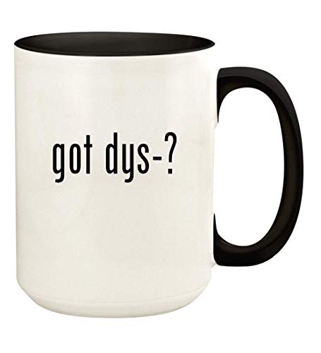 Knick Knack Gifts got dys-? - 15oz Ceramic Colored Handle and Inside Coffee Mug Cup, Black