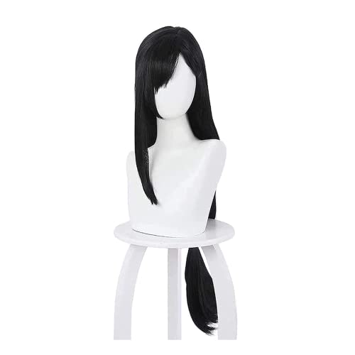 TLSD Tifa Lockhart Cosplay Wig Anime Long Black Straight Costume Hair for Women Halloween Party Synthetic Wigs