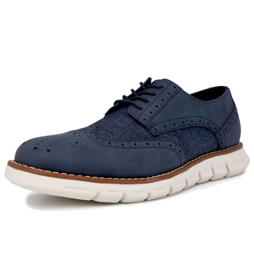 Nautica Men's Wingdeck Classic Oxford Sneaker - Stylish and Comfortable Leather Lace-up Low-top Fashion Shoe for Casual or Dressy Occasions Navy Denim 1-Size-10