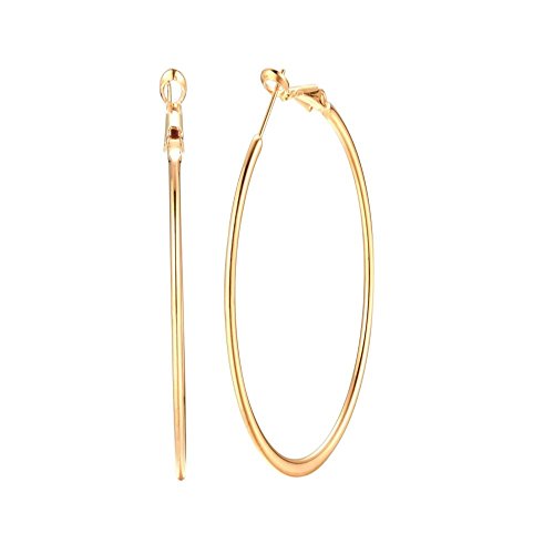 Dainty 70mm 14K Yellow Gold Silver Big Large Hoop Earrings For Women Girls Sensitive Ears Fashion Round Circle Huggie Hypoallergenic Hoops 3 Inch Minimalist Hooped Gifts Bff Birthday (Yellow Gold)
