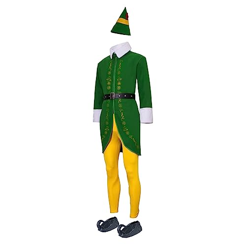 Tedlor Elf Costume Men Halloween Christmas Cosplay Full Set Deluxe Adult Elf Costumes