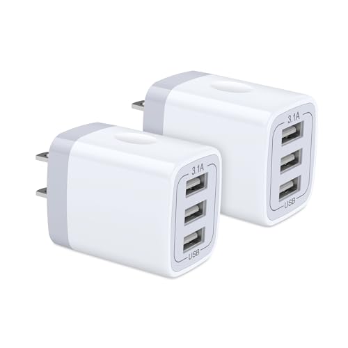 USB Wall Charger, Hootek 2Pack Wall Plug 3-Port USB Charging Station 3.1A Power Adapter Multi Port Quick Charger Block Cube for iPhone 15 14 13 12 11 Pro XS MAX 8 Plus,iPad,Samsung Galaxy S23 S22 S21