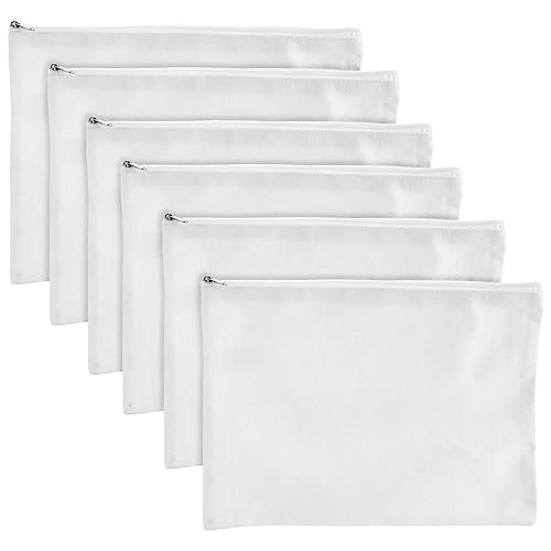 Bright Creations 6 Pack Large Cosmetic Canvas Pouch With Zipper 9 x 12, Blank Bag Organizer Purse for Travel, Toiletry, DIY Crafts