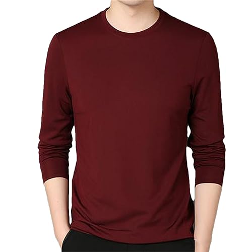 Men Fashion Spring Autumn O-Neck Long Sleeve Bottoming Thin Slim Casual Pullover T-Shirt Tops