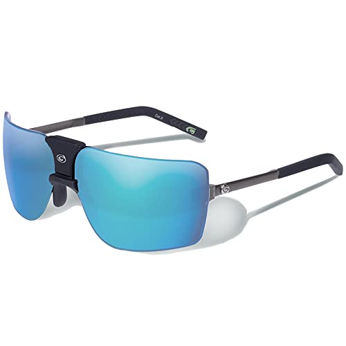 Gargoyles Men's 85's Shield Sunglasses, Matte Black/Blue, 66mm
