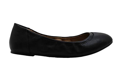 Amazon Essentials Women's Belice Ballet Flat, Black Faux Leather, 6.5
