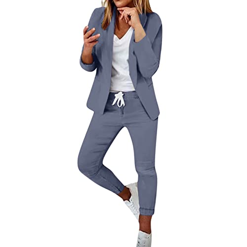 Womens Tops Dressy Casual,Womens Clothing Spring 2023 Workout Sets Business Work Suit Set Open Front Blazer and Pants for Office Lady Slim Fit Elastic Pant 2 Piece Outfits Pants