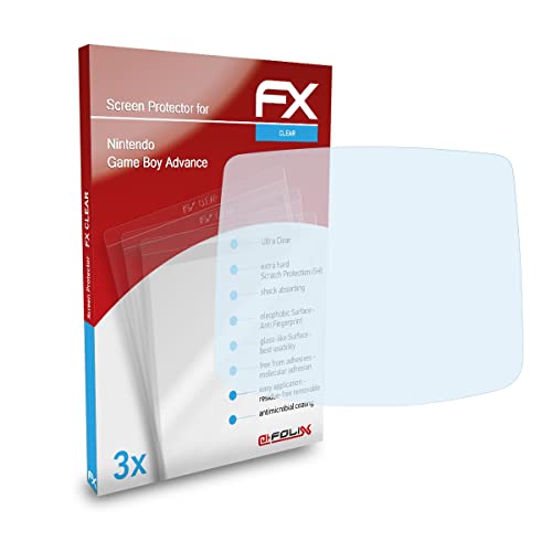atFoliX Screen Protection Film compatible with Nintendo Game Boy Advance Screen Protector, ultra-clear FX Protective Film (3X)