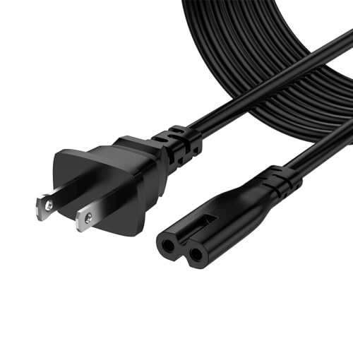 10ft AC Power Cord Replacement Cable for PS4 PS5 Xbox One TCL Toshiba Samsung LG Apple TV Hisense Cannon HP Dell Epson Printer Playstation PS2 PS3 Universal Replacement Cable 2-Slot 2