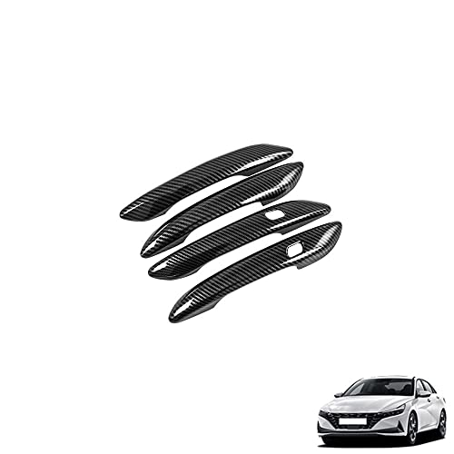 JUIVEEL Carbon Fiber Pattern ABS Car Exterior Door Handle Cover Car Door Handle Cover Protector Compatible with Hyundai Elantra CN7 Elantra N Line 2022 Accessories