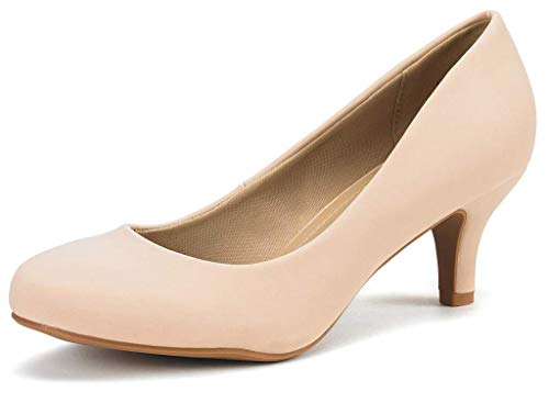 DREAM PAIRS Womens Nubuck Bridal Wedding Low Heel Pump Shoes, Nude/Nubuck - 8.5 (Luvly)
