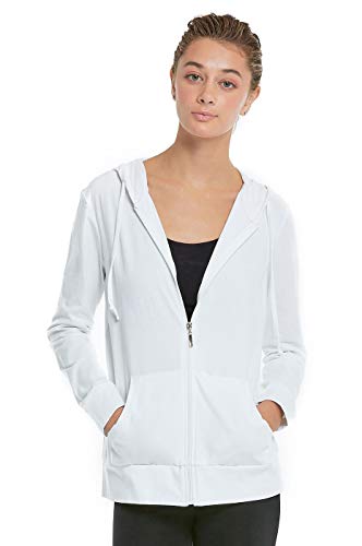 Women's Zip Up Cotton Light Hoodie Jacket Plus Size (XL,White)