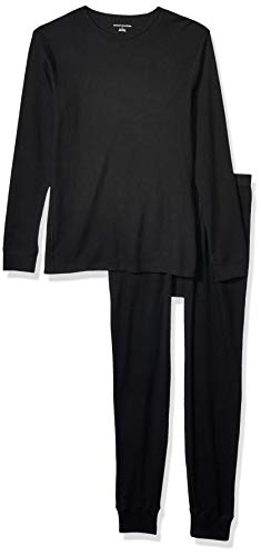 Amazon Essentials Men's Thermal Long Underwear Set, Pack of 2, Black, Large