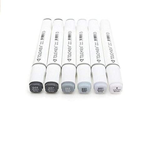 6 Colors Grayscale Art Marker Pen Double-Ended Sketch Markers Alcohol Based Ink Neutral Gray Tones Art Supplies (6 Colors Green gery style)