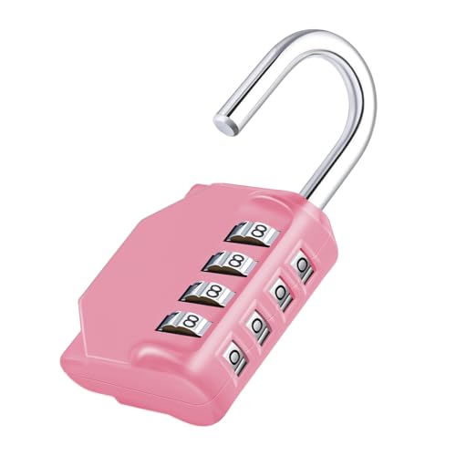 ZHEGE Combination Lock, 4 Digit Combination Padlock Outdoor, School Lock, Gym Lock (Pink)