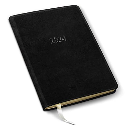 2024 Gallery Leather Desk Weekly Planner - Acadia Black - 8x5.5'