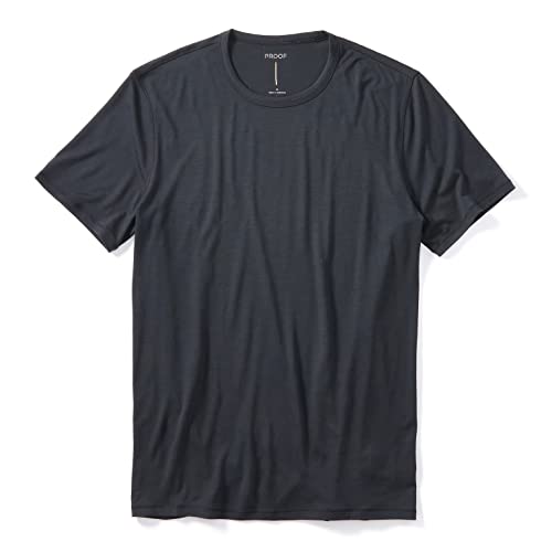 Huckberry Proof Men's 72-Hour Merino Wool T-Shirt - Performance Fit, Short Sleeve Crewneck, Moisture Wicking & Odor Resistant, Stone Black, L
