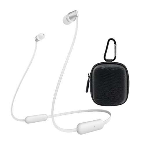 Sony WI-C310 Wireless in-Ear Headphones, White (WIC310/W) with Hard Shell Earphone Case Bundle