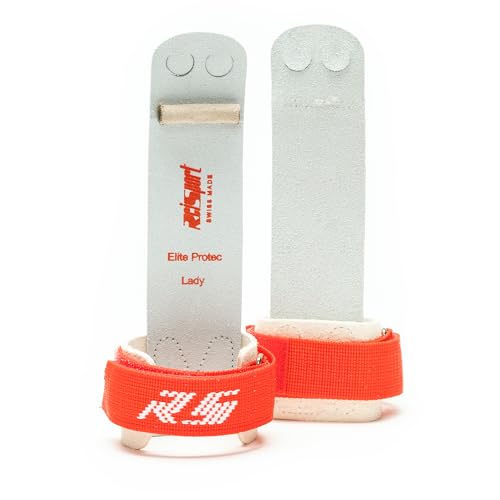 Reisport Women's Gymnastic Grips Protec Elite Hook & Loop Uneven Bar Grips, X-Small, Small, Medium, Women and Girls Gymnastics Training, Triple Strength Leather With Kevlar, Less Stretch, Safe Grip