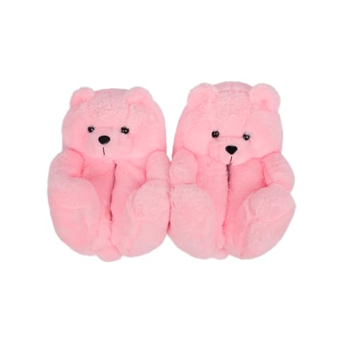 Alayger Women's Plush Teddy Bear Slippers Home Indoor Soft Anti-Slip Cute Winter Warm Floor Shoes Slippers Cartoon