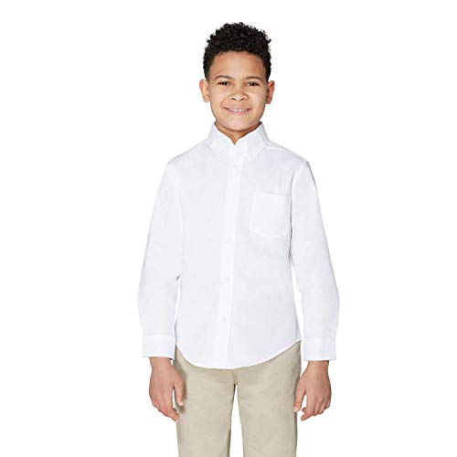 French Toast Boys' Long Sleeve Classic Dress Shirt (Standard & Husky), White, 14