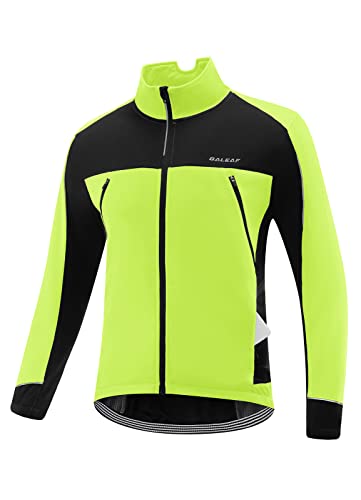 BALEAF Men's Winter Jacket Windproof Softshell Thermal Warm Pockets Cycling Running Mountain Biking Cold Weather Gear, green L