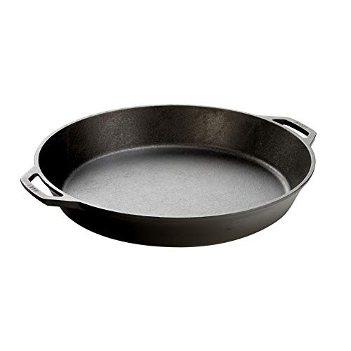 Lodge 17 Inch Pre-Seasoned Cast Iron Skillet - Dual Assist Handles - Use in the Oven, on the Stove, on the Grill, or Over a Campfire - Black