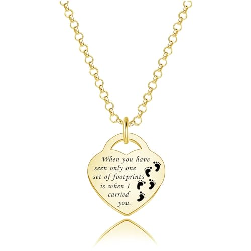 WFSJRED Footprints in The Sand Necklace When You Have Seen Only One Set of Footprints Is When I Carried You Religious Jewelry Christian Gift (Foot Neck G)