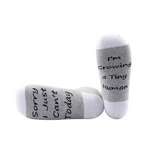 LEVLO Pregnancy Gift New Mom Gift Sorry I Just Can't Today I'm Growing a Tiny Human Socks Mama Gift (2 Pairs/Set-mid Calf)