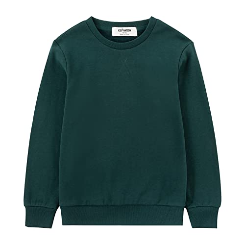 Kid Nation Kids' Slouchy Soft Brushed Fleece Casual Basic Crewneck Sweatshirt for Boys or Girls S Evergreen