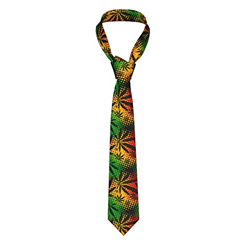 FAYXTIN Cannabis-Leaves Plant Dots Colorful Mens Fashion Silk Ties Unique Gift Casual Neckties