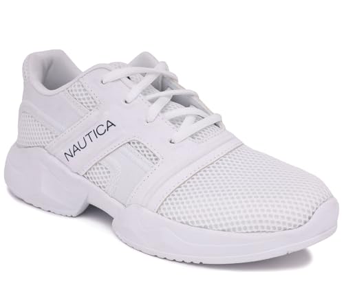 Nautica Women's Athletic Fashion Sneakers: Stylish Lace-Up Chunky Running, Tennis, Jogging and Casual Shoes-Kailah-White-9