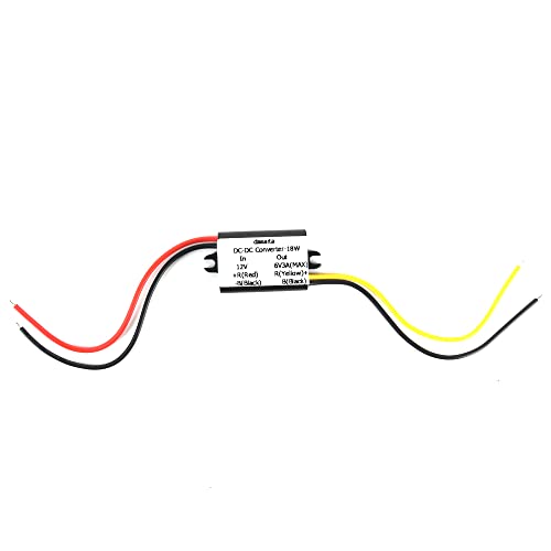 Dasaita Car Power Converter 12V to DC 6V Voltage 3A/18W Waterproof Volt Module Power Supply Adapter for OEM Reverse Camera to Head Unit (Accept DC 8V - 22V Inputs)