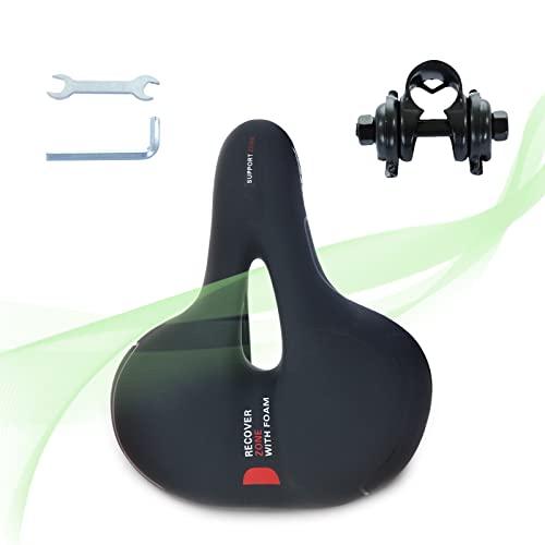 VELOFORT Comfort Bike Seat, Hollow Bicycle Saddle with Double Shock Ball, Foam Waterproof Wide Bicycle Seat for Mountain/Road/Exercise/Cruiser Bikes