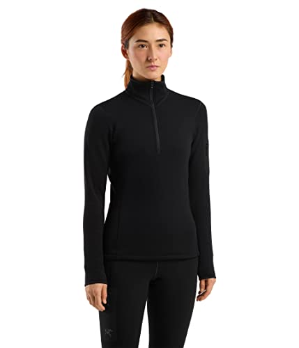 Arc'teryx Rho Heavyweight Zip Neck Women's | Warm Polartec Stretch Fleece Base Layer | Black, Small