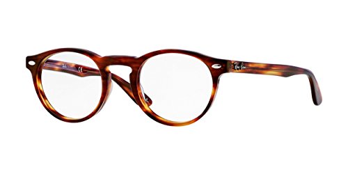 Ray-Ban RX5283 Round Prescription Eyeglass Frames, Striped Havana/Demo Lens, 49 mm