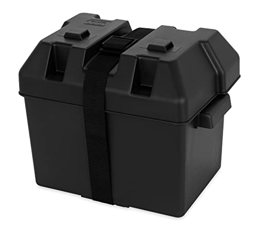 Camco Heavy Duty Battery Box with Straps and Hardware - Group 24 |Safely Stores RV, Automotive, and Marine Batteries |Durable Anti-Corrosion Material | Measures 7-1/4' x 10-3/4' x 8' | (55363)