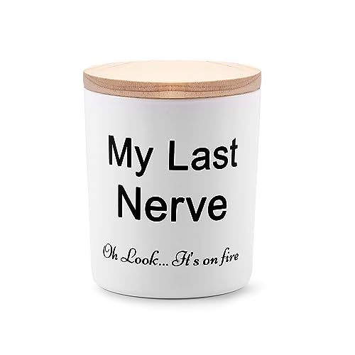 Candles Gifts for Women Funny Unique Novelty My Last Nerve Candle Valentines Day Christmas Birthday Gift for Her Wife Girlfriend Friend Sister Lavender Scented Soy Candle