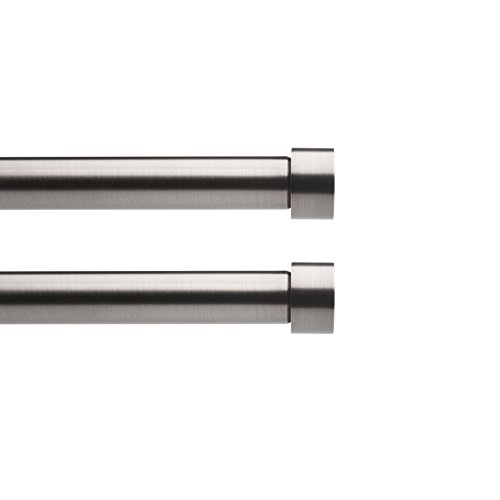 Umbra Cappa (2-Pack), Two ¾” Adjustable Curtain Rods for Windows – 36 to 72”, Nickel