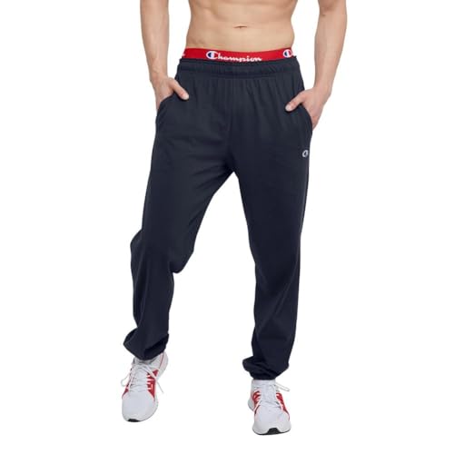 Champion Men's Everyday Fitted Ankle, 31.5' Inseam, Cotton Knit Pants Left Hip 'C' Logo, Warm-Up Pants