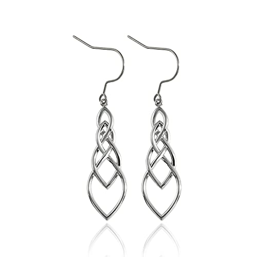 Pure Titanium Earring Hook For Sensitive Ear Fashion Jewelry Copper Celtic Good Luck Knot Drop Earrings For Women Girls(Long Celtic Knot)