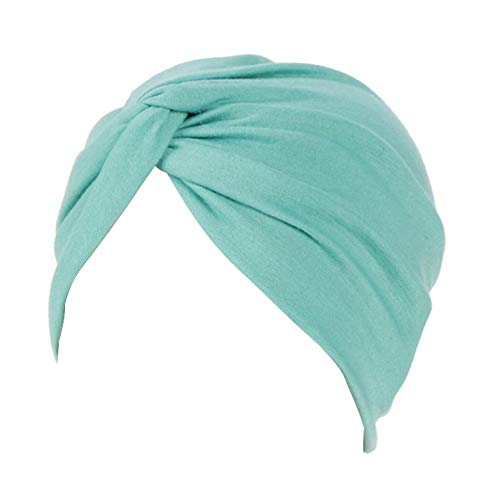 Fxhixiy Women's Cotton Twist Sleep Turban Hat Cancer Chemo Beanies Cap Wrap Pleated Headwear (Green)