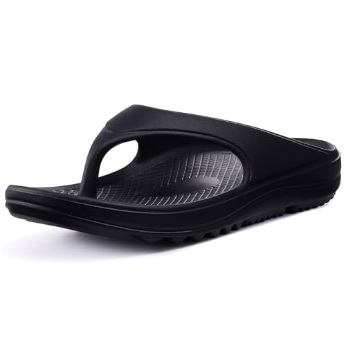 shevalues Orthopedic Sandals for Women Arch Support Recovery Flip Flops Pillow Soft Summer Beach Shoes, Black 43 (12-13 Women/10.5-11.5 Men)