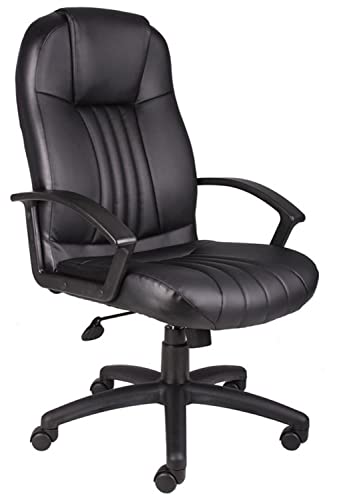 Boss Office Products High Back Leather Plus Chair in Black
