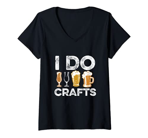 Womens I Do Crafts | Craft Beer Home Brewer V-Neck T-Shirt