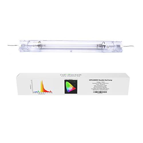 iGrowtek 1000W Double Ended HPS Grow Light Bulb,High PAR Enhanced Red and Orange Spectrums CCT 2000K, Ultra Bright 155000 Lumens,1000W High Pressure Sodium Grow Lamp,1000 Watt DE HID Grow Bulb