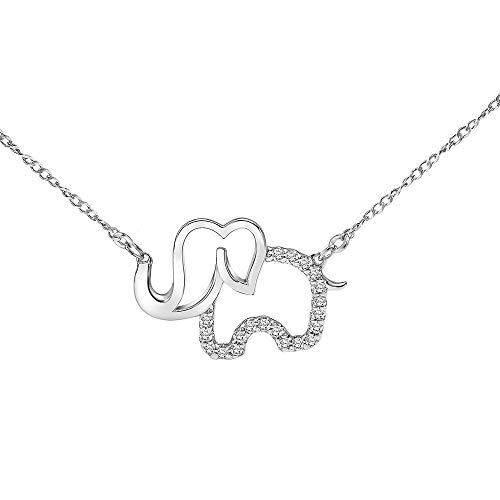 Keepsake Diamond Elephant Necklace for Women in 925 Sterling Silver 1/10ct (I-J, I3), 17 inch