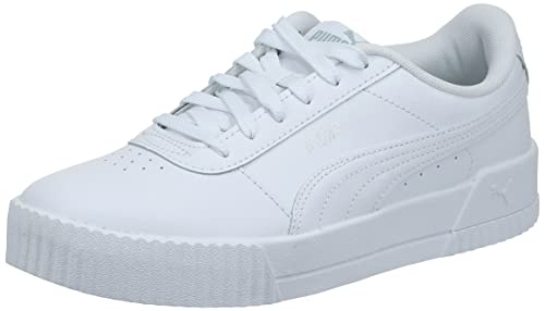 PUMA Women's CARINA L Sneaker, Puma White-Puma White-Puma Silver, 9