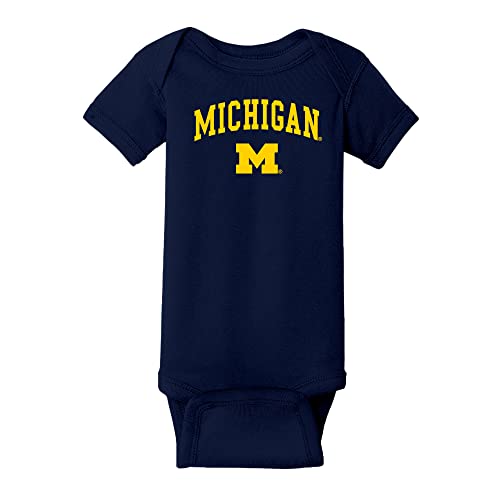 YC03 - Michigan Wolverines Arch Logo Creeper Infant Creeper Bodysuit - 6 Month - Navy